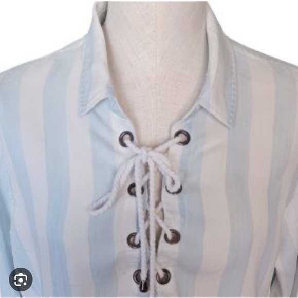 RAILS Striped Blouse with Criss Cross Neck - Picture 2 of 3